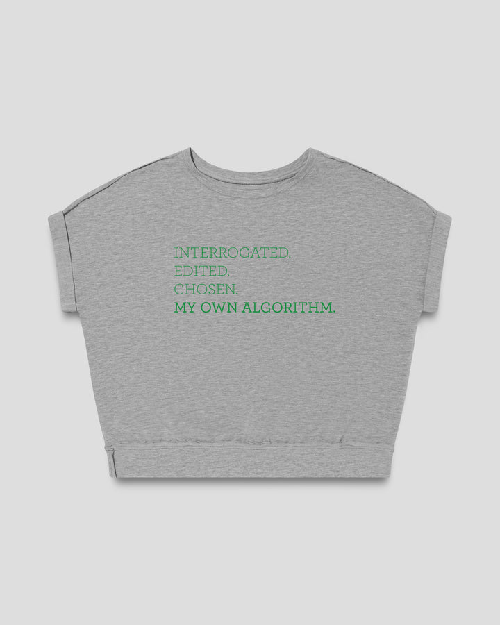 MY OWN ALGORITHM. fitted smart-tee by vol(t)age with green flock lettering