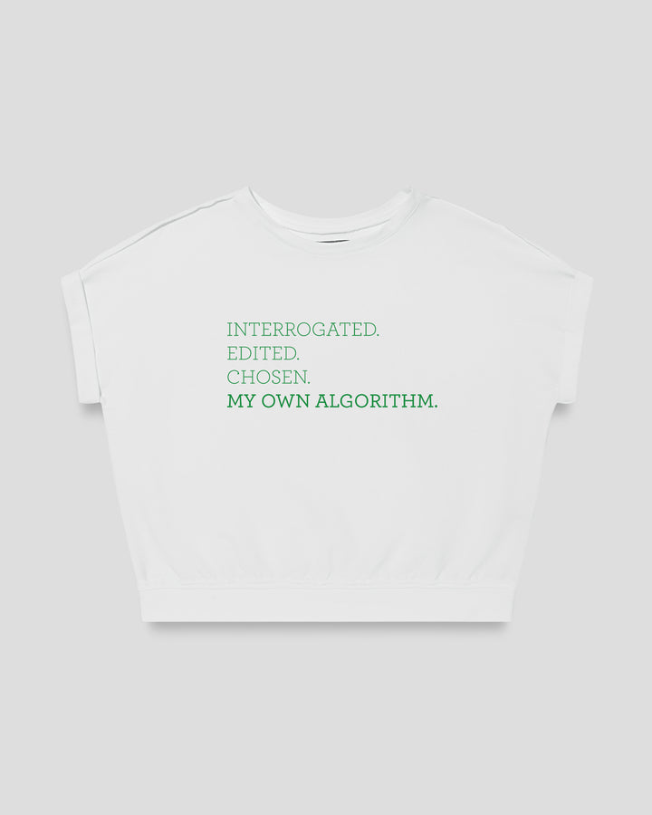 MY OWN ALGORITHM. fitted smart-tee by vol(t)age with green flock lettering