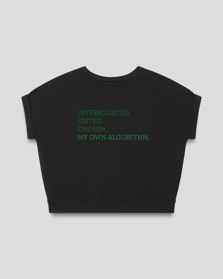 MY OWN ALGORITHM. fitted smart-tee by vol(t)age with green flock lettering