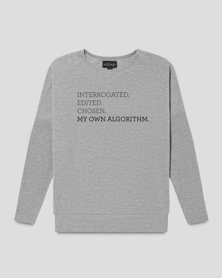 MY OWN ALGORITHM. fitted smart-shirt by vol(t)age with black flock lettering