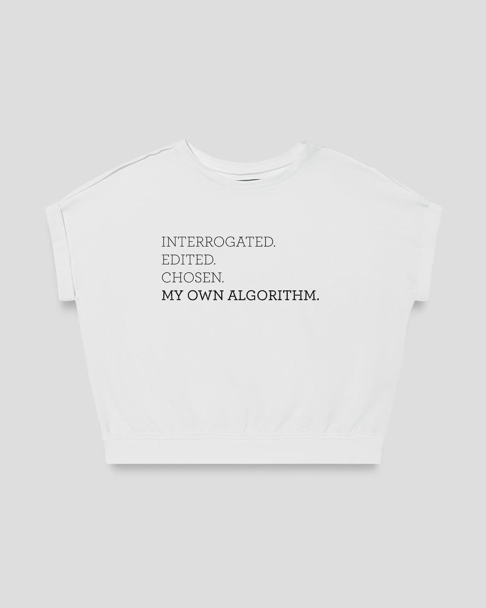 MY OWN ALGORITHM. fitted smart-tee by vol(t)age with black flock lettering