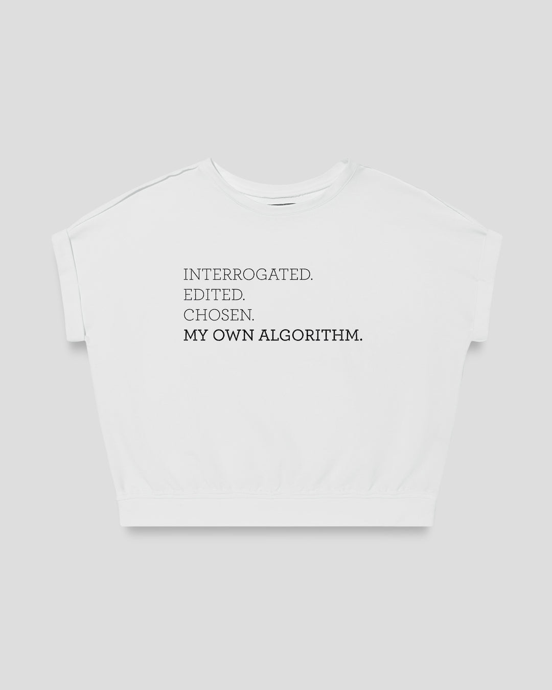 MY OWN ALGORITHM. fitted smart-tee by vol(t)age with black flock lettering
