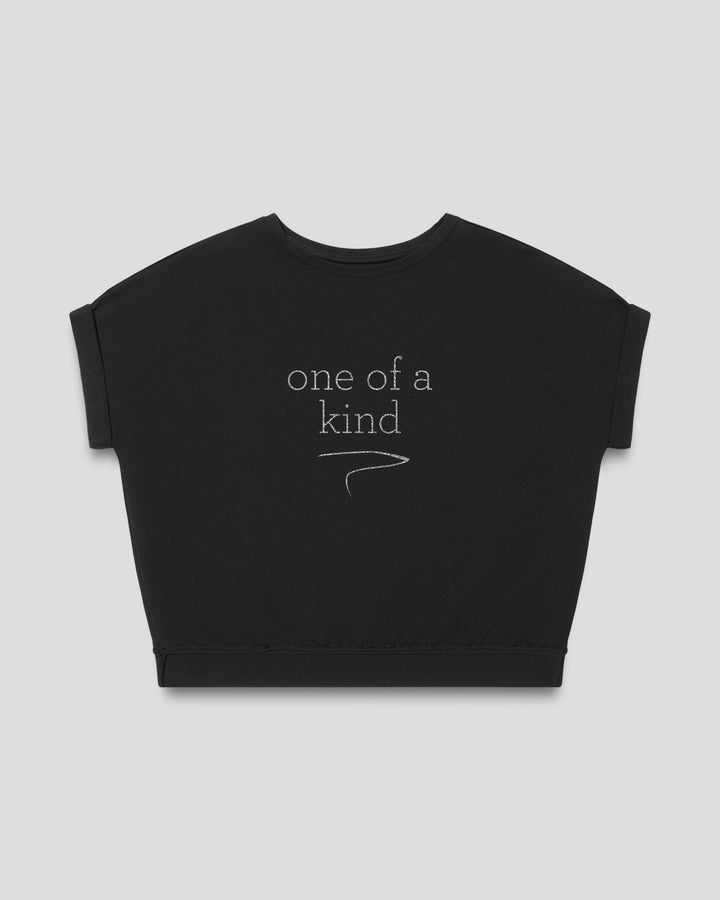 ONE OF A KIND. fitted smart-tee by vol(t)age with silver glitter lettering