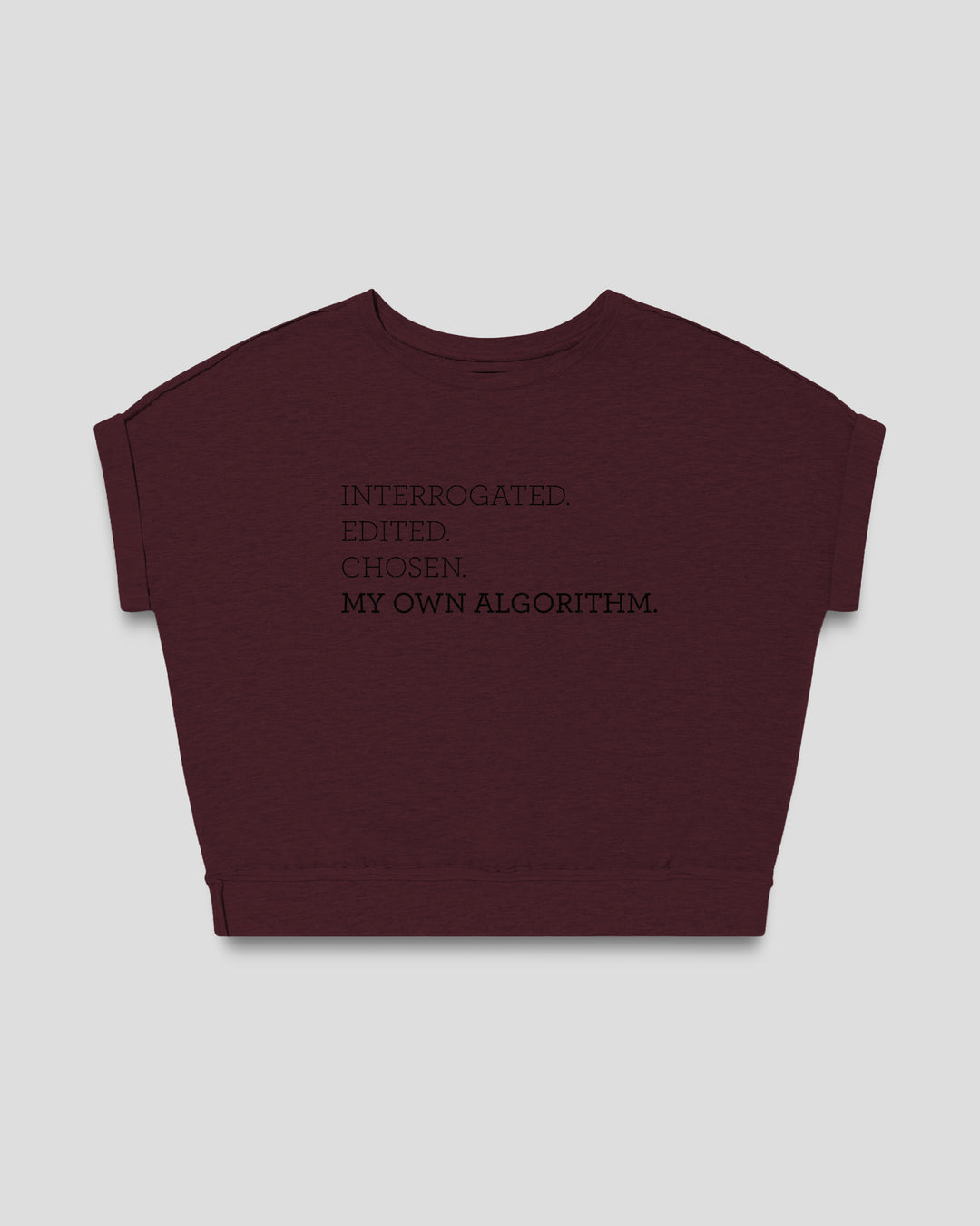 MY OWN ALGORITHM. fitted smart-tee by vol(t)age with black flock lettering