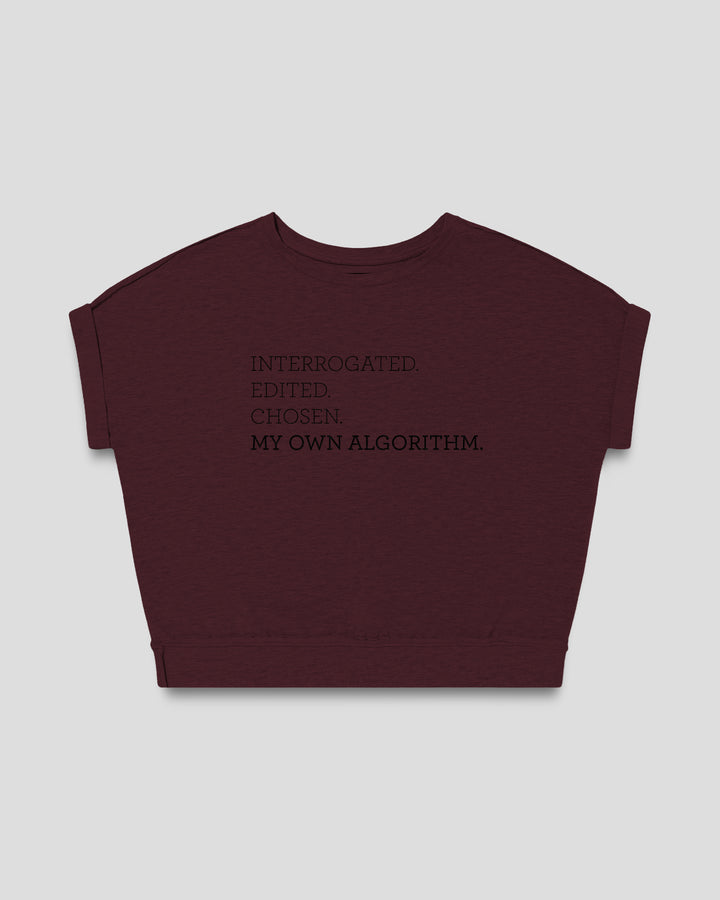MY OWN ALGORITHM. fitted smart-tee by vol(t)age with black flock lettering