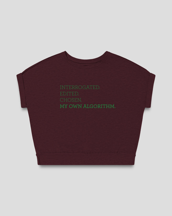 MY OWN ALGORITHM. fitted smart-tee by vol(t)age with green flock lettering