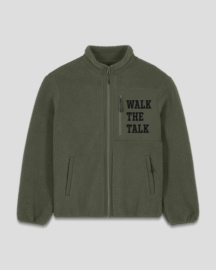 BACK ON TRACK|WALK THE TALK fleece sherpa jacket